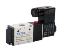 AIRTAC CONTROL VALVE, 3V2 22MM WIDE SERIES, SINGLE SOLENOID&lt;BR&gt;3 WAY 2 POSITION N.C. 220 VAC, 1/8&quot;NPT, HARDWIRED